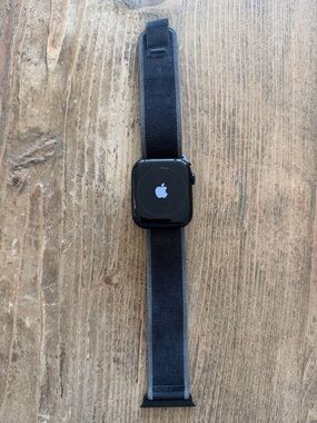 Nike Apple Watch Series 7 Black Aluminum Smartwatch with Black Nylon Sport Loop